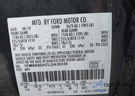 2020 Ford Explorer Xlt z USA, uszkodzony, nr VIN 1FMSK8DH7LGA36339